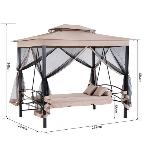 Outdoor 2-in-1 Convertible Swing Chair Bed 3 Seater Porch w/Nettings