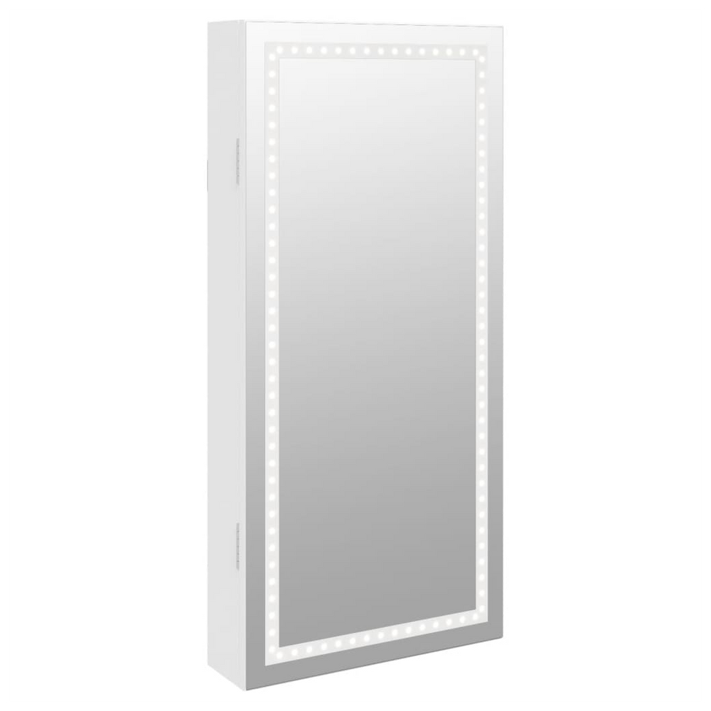 vidaXL Mirror Jewellery Cabinet with LED Lights Wall Mounted White