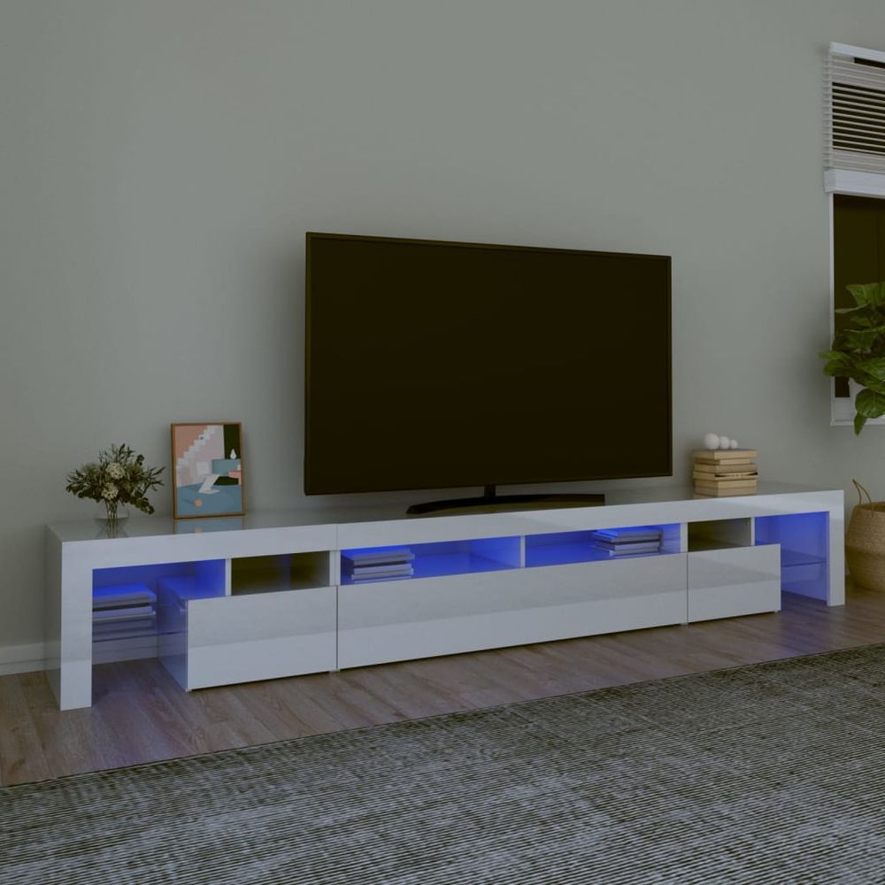 vidaXL TV Cabinet with LED Lights White 230x36.5x40 cm