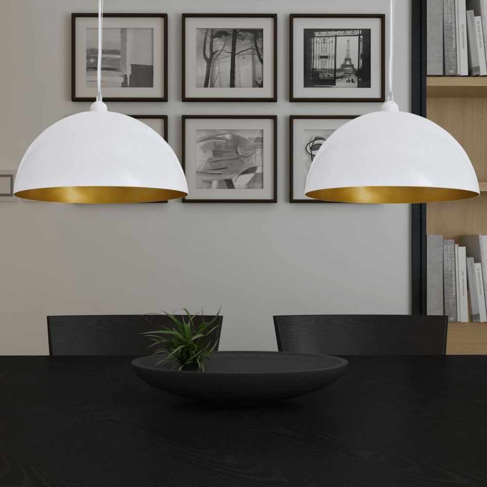 Ceiling Lamp 2 pcs Height-adjustable Semi-spherical Black