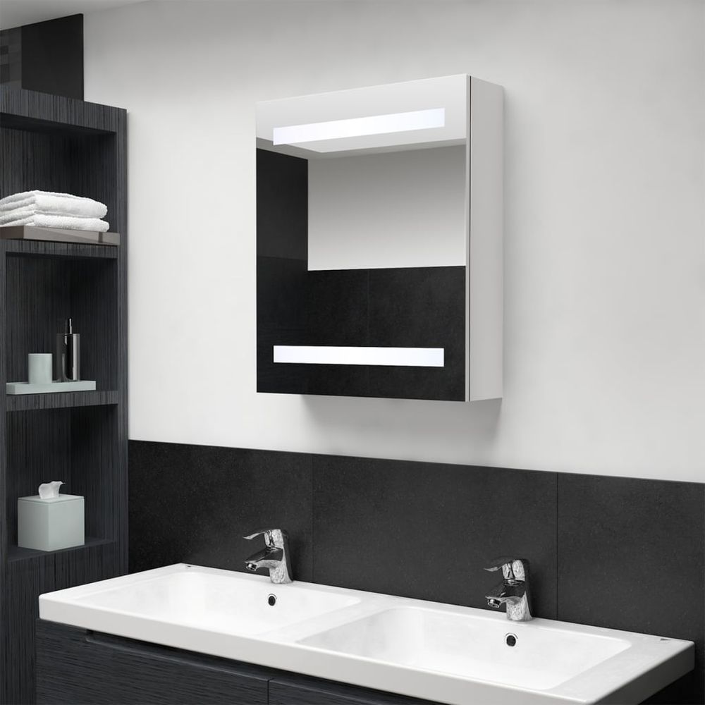 LED Bathroom Mirror Cabinet Concrete Grey 50x14x60 cm