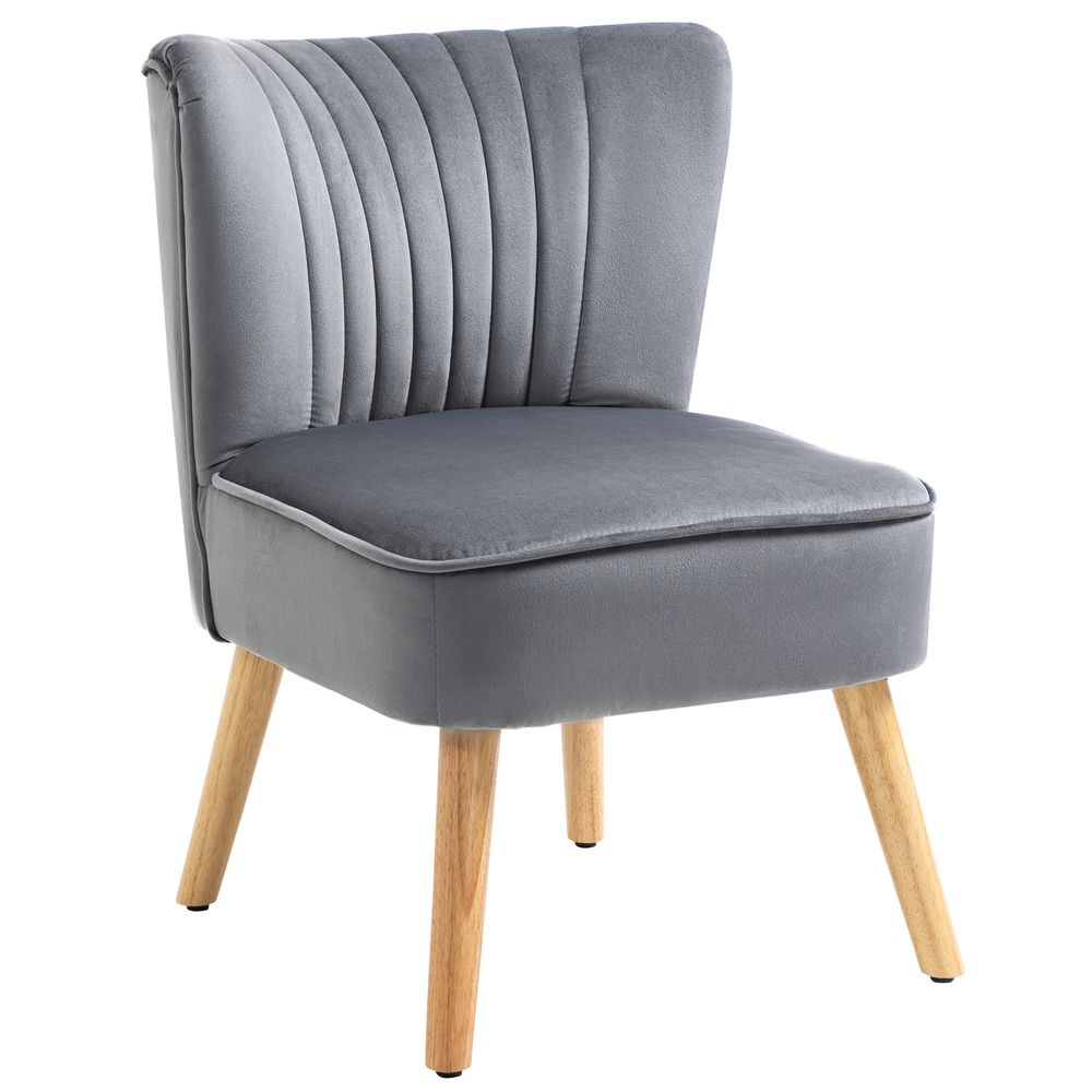 HOMCOM Velvet Accent Chair Occasional Tub Chair for Living Room Bedroom Grey