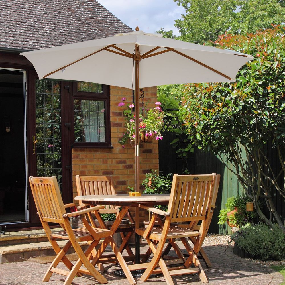 2.5m Wooden Garden Patio Parasol Umbrella