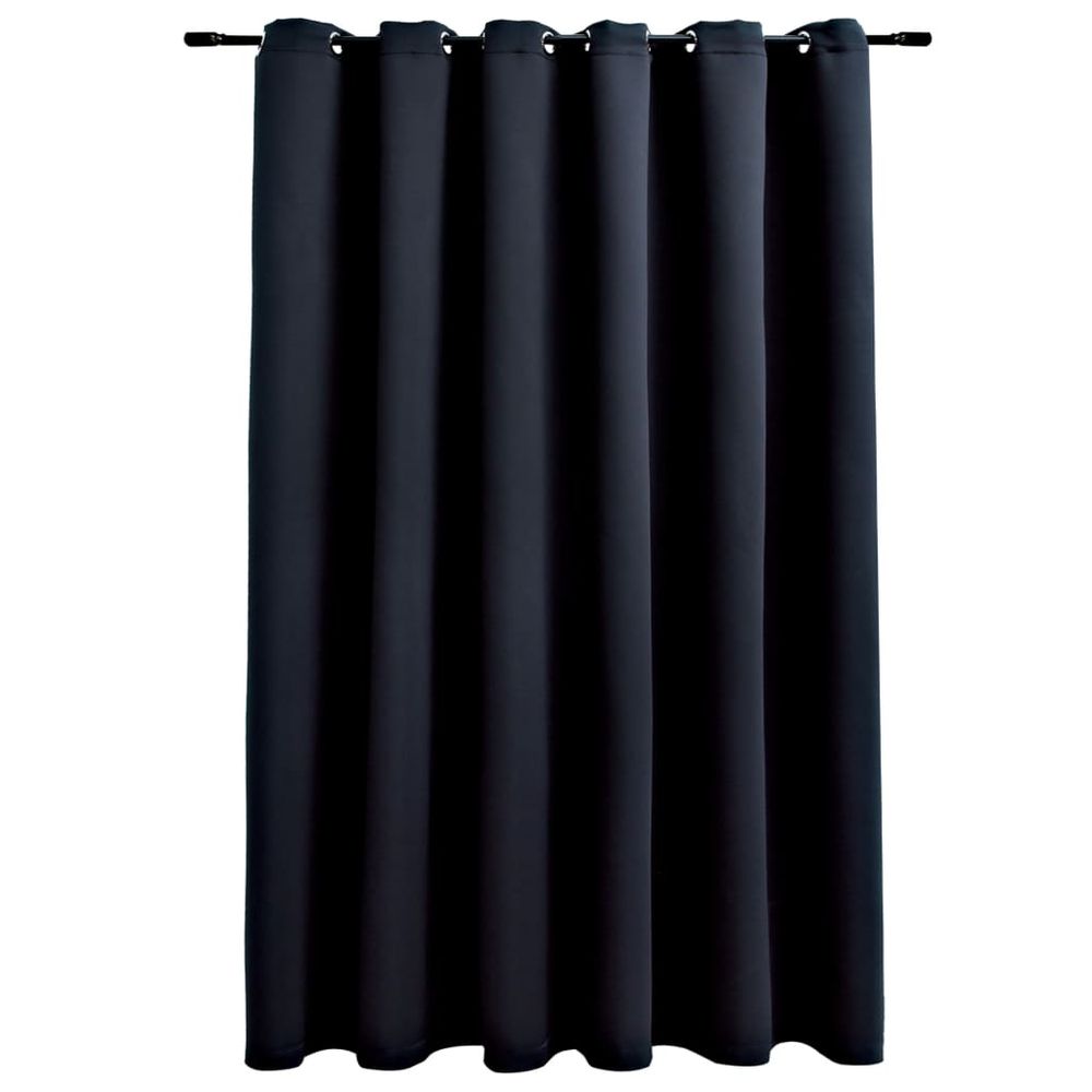 Blackout Curtain with Metal Rings Black 290x245 cm