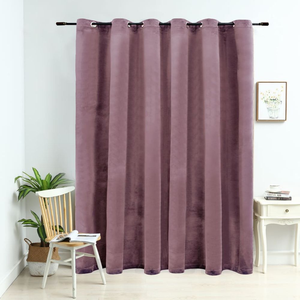 Blackout Curtain with Metal Rings Velvet Black 290x245 cm