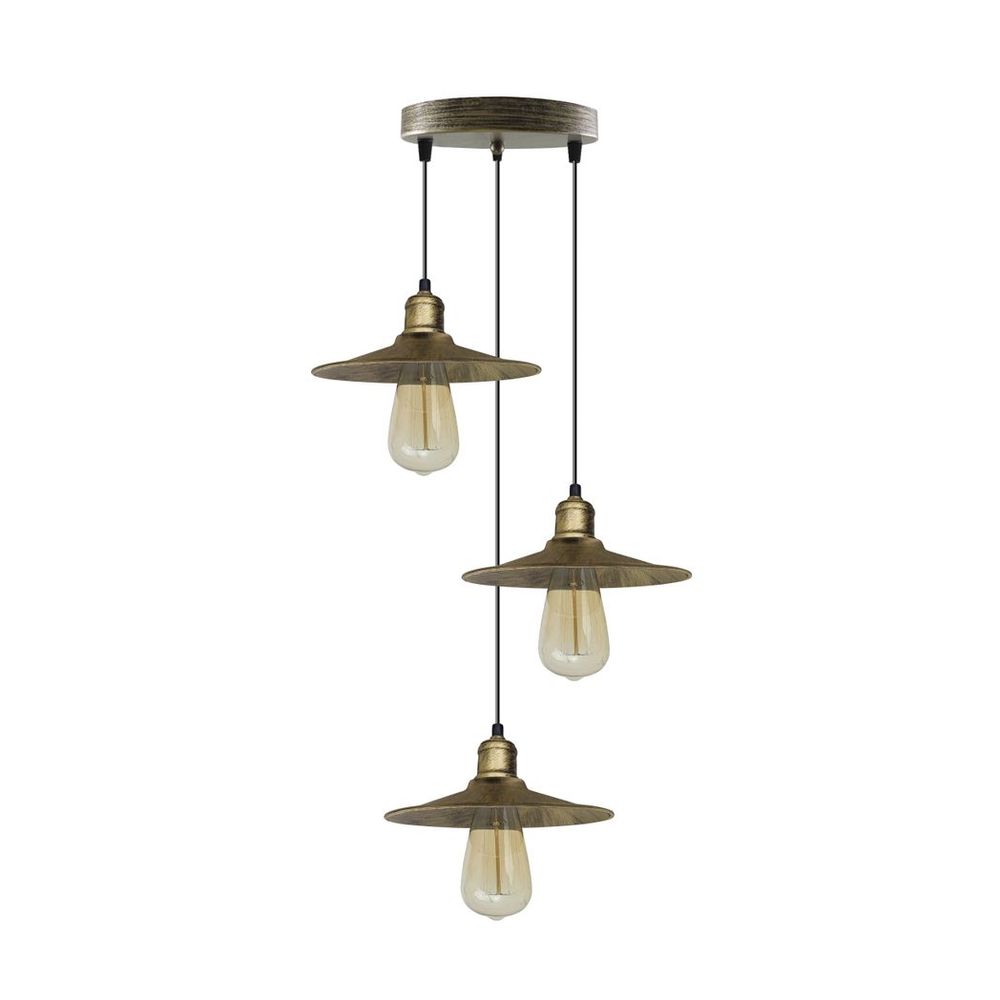 4 Head Vintage Industrial Brushed Brass Ceiling Pendant Easy Fit Light  Metal 22cm Ceiling Lighting Shade