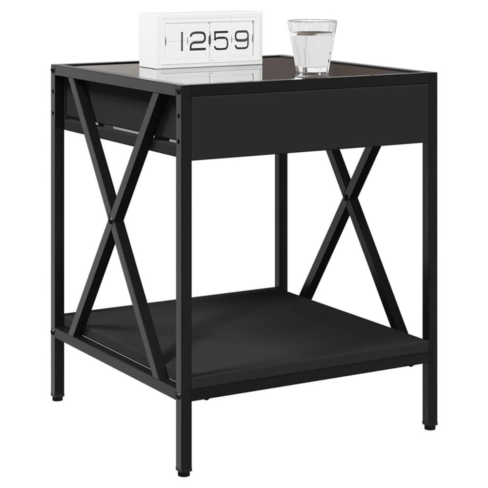 vidaXL Bedside Table with Infinity LED Black 40x40x49 cm