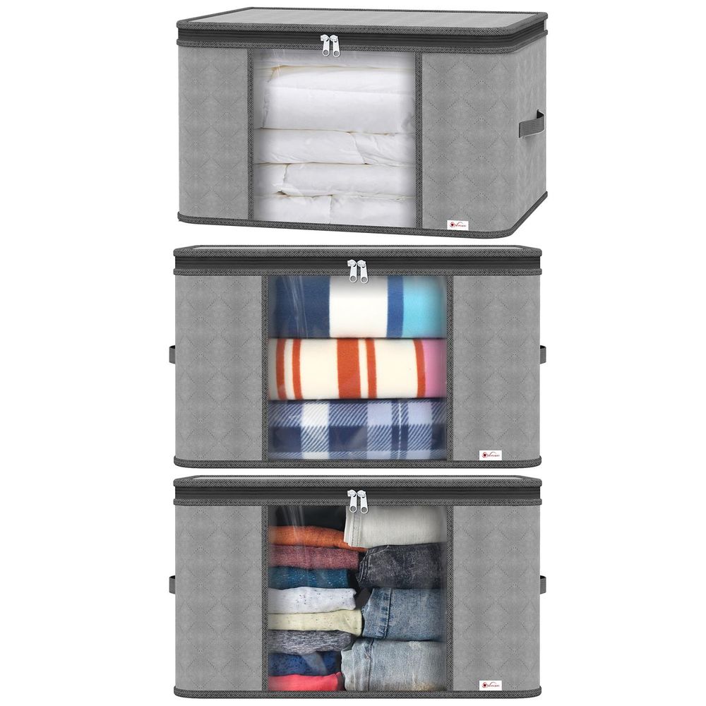 3pcs Deluxe Clothes Storage Bags Organizer Large Capacity Moisture-Proof