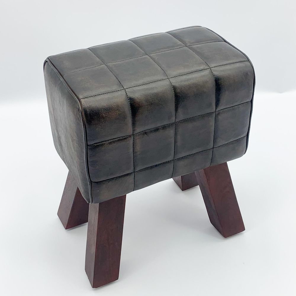 50CM LEATHER FOOTSTOOL