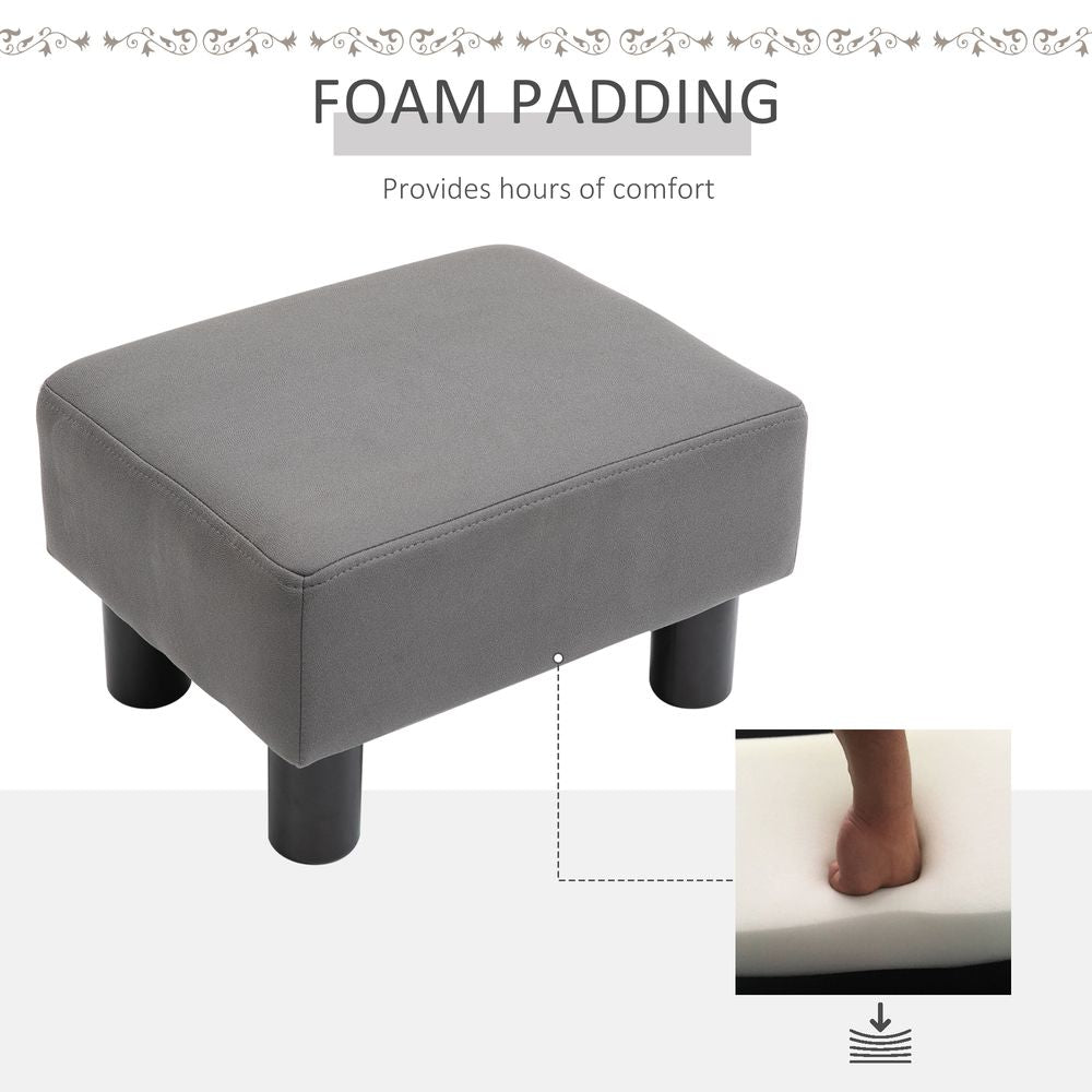 Ottoman Footrest Seat Chair Footstool Small PU Leather Home Office Grey