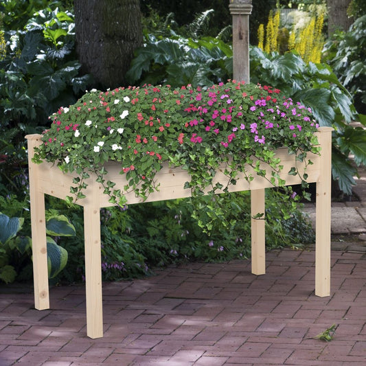 Raised Wood Garden Bed Planter