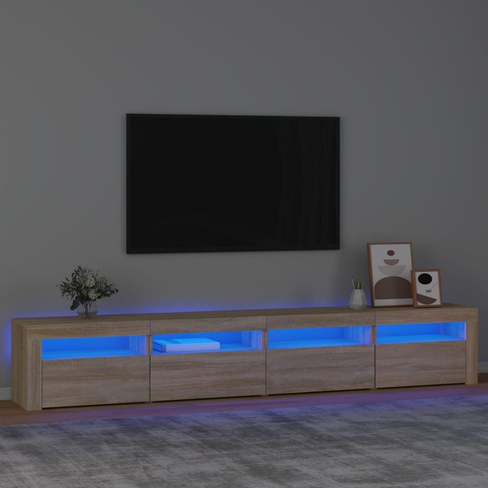 TV Cabinet with LED Lights White 270x35x40 cm