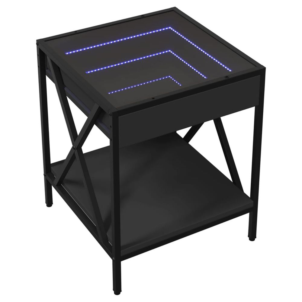 vidaXL Bedside Table with Infinity LED Black 40x40x49 cm