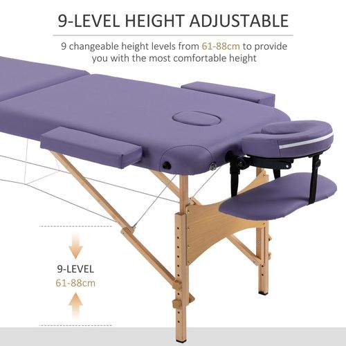 Portable Massage Bed Folding Spa Beauty Massage Table with 2 Sections Purple