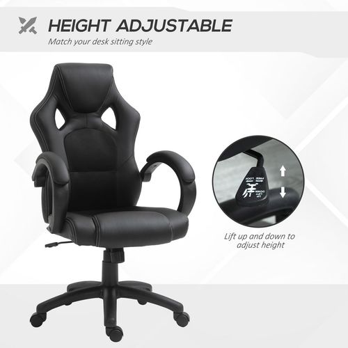 Executive Racing Swivel Gaming Office Chair PU Leather Computer Desk Chair Black