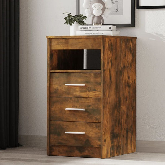 vidaXL Drawer Cabinet Smoked Oak 40x50x76 cm Engineered Wood