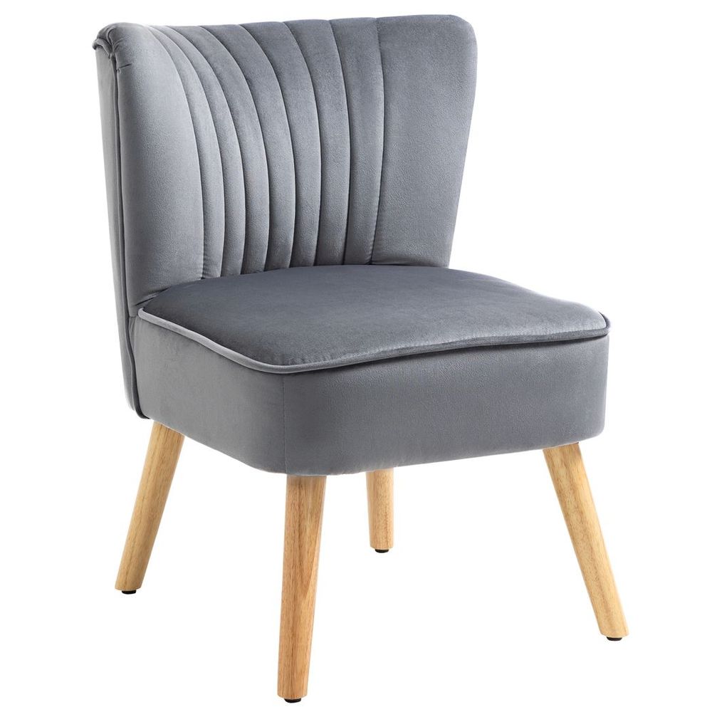 HOMCOM Velvet Accent Chair Occasional Tub Chair for Living Room Bedroom Grey