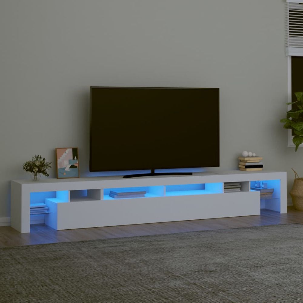 vidaXL TV Cabinet with LED Lights White 230x36.5x40 cm