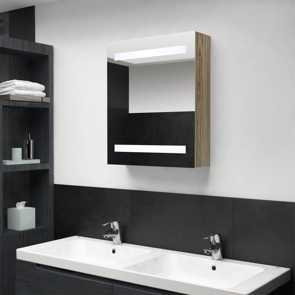 LED Bathroom Mirror Cabinet Concrete Grey 50x14x60 cm