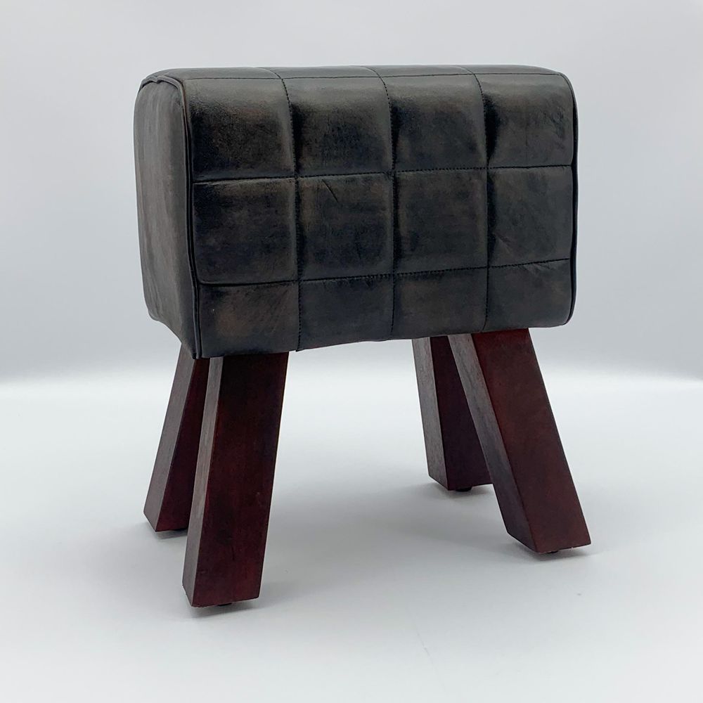 50CM LEATHER FOOTSTOOL