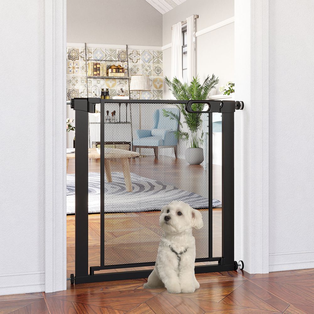 Pressure Fit Safety Gate for Stairs w/ Auto Close 75-82 cm - Black Pawhut