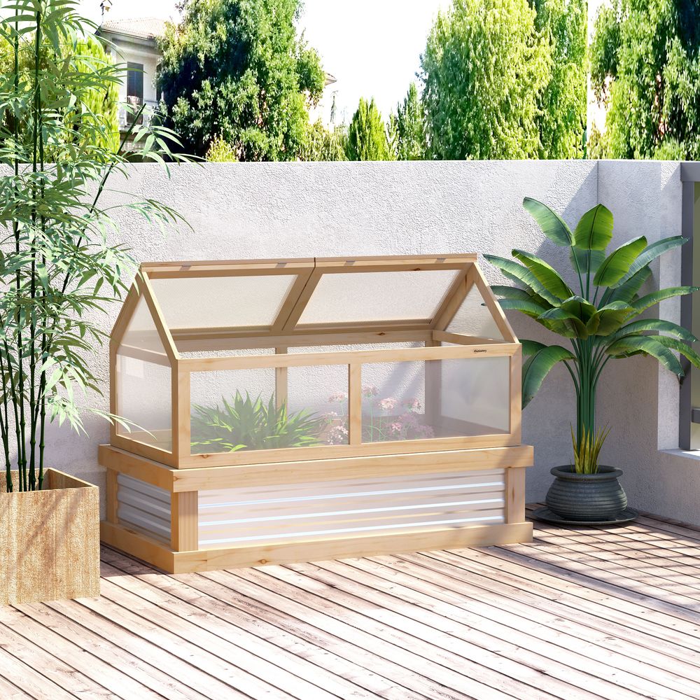 Raised Garden Bed with Greenhouse Top, 122x 61 x 81.7cm, Natural Kit