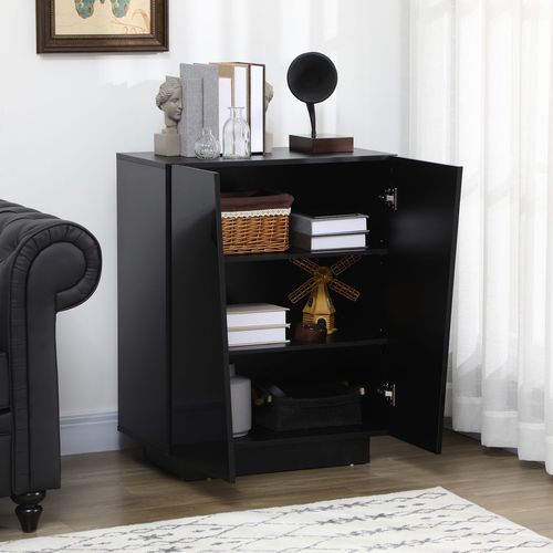 High Gloss Storage Cabinet for Bedroom Living Room Dining Room Black