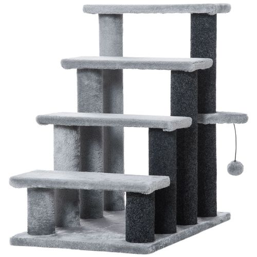 PawHut Pet Stairs with 3-step Stair, Scratching Posts, Platforms, Toy Ball