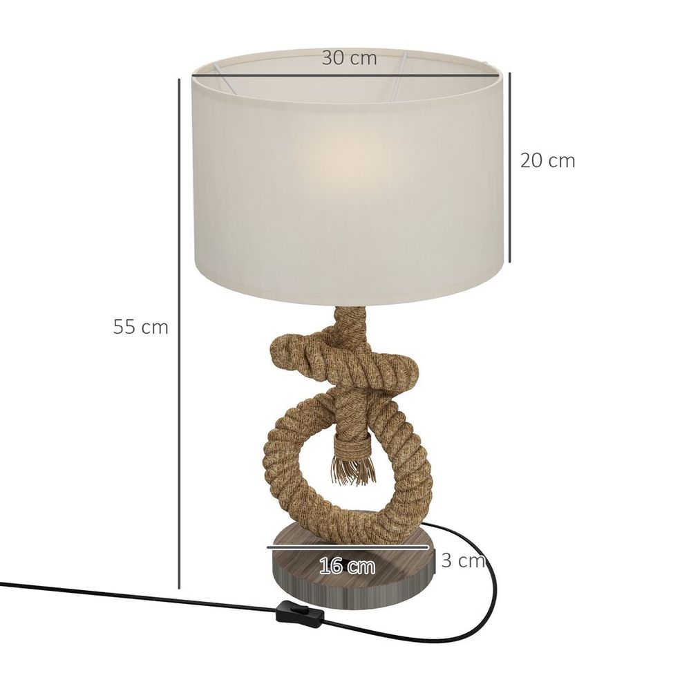 HOMCOM LED Nautical Table Lamp with USB Charging Port for Bedroom Living Room