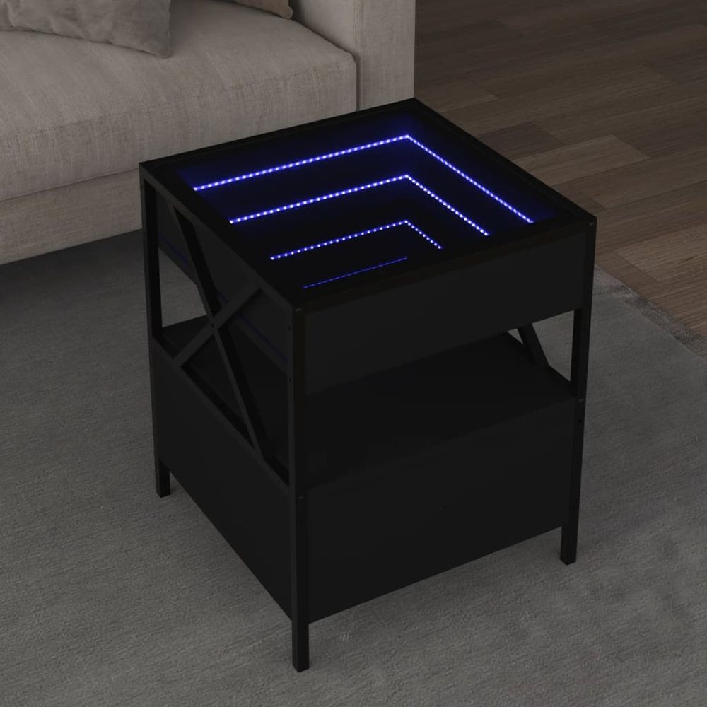 vidaXL Coffee Table with Infinity LED Black 40x40x51 cm