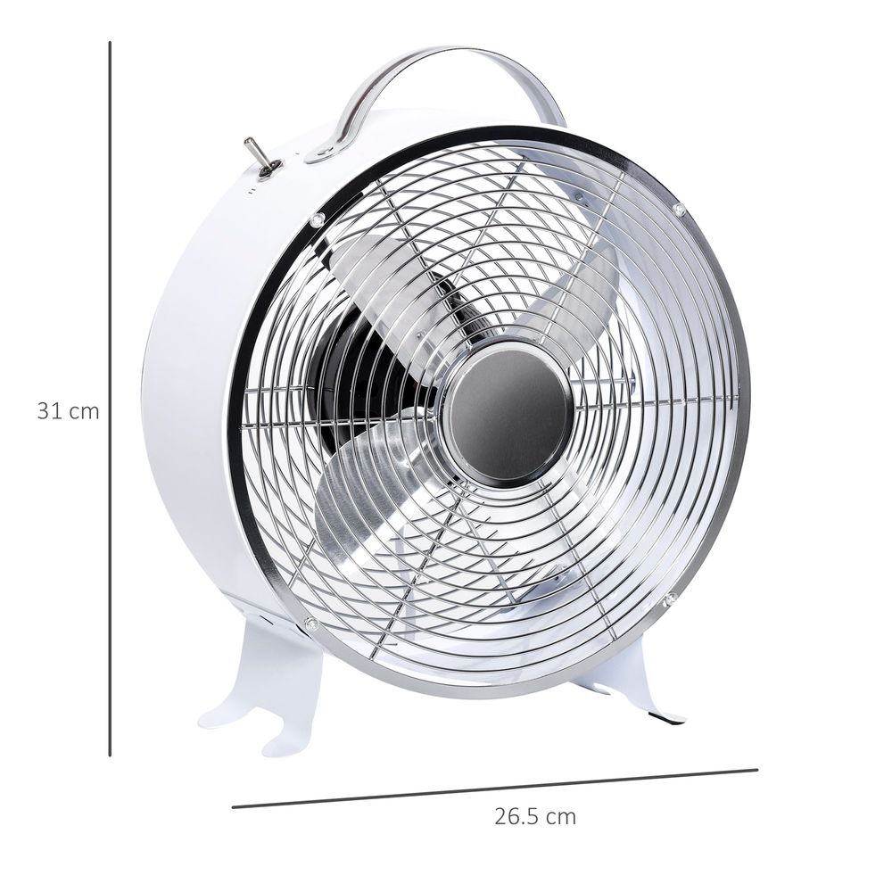 HOMCOM 26cm 2-Speed Electric Fan  Safe Guard Anti-Slip Feet Home Office White