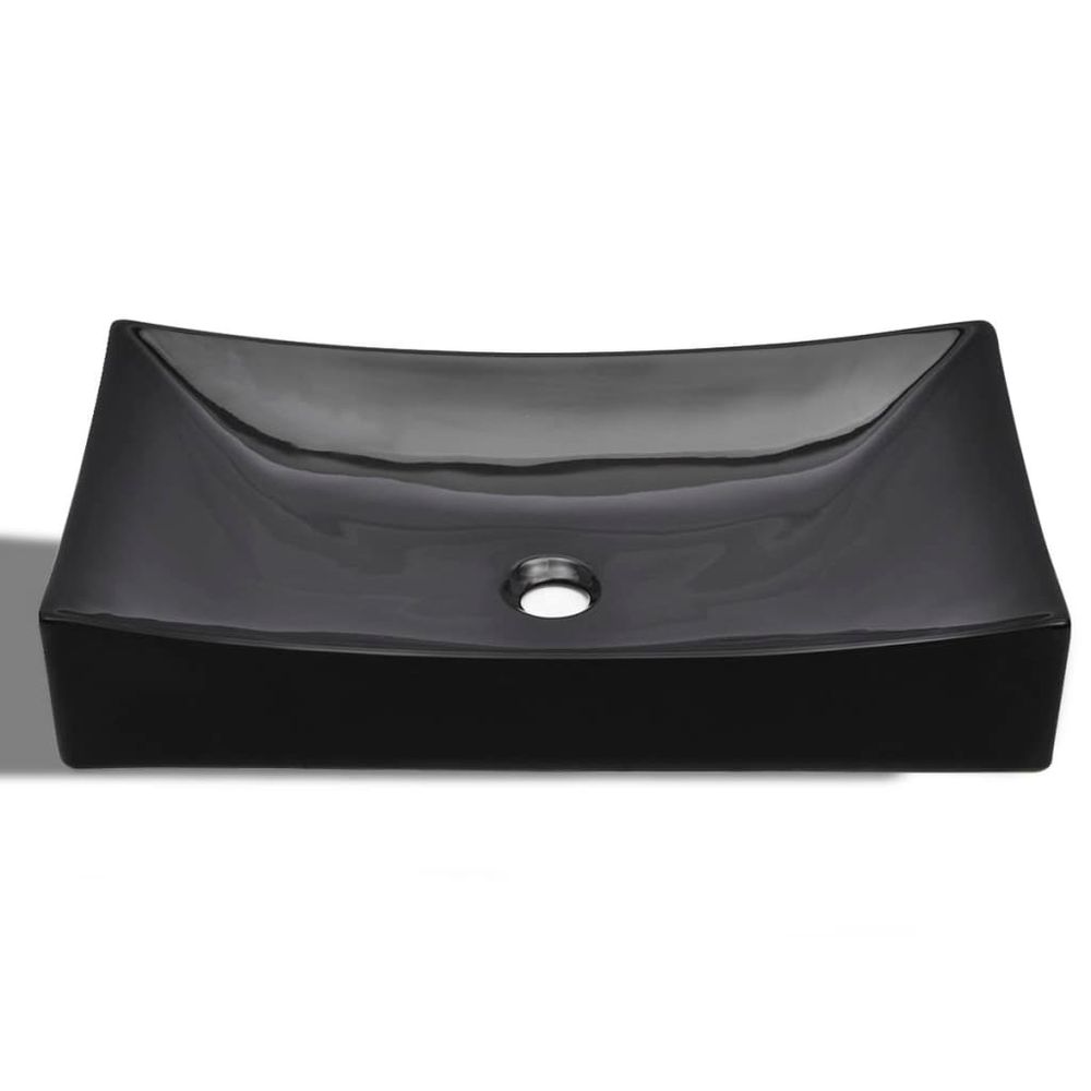 Ceramic Bathroom Sink Basin Black Rectangular