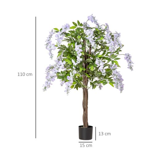 Artificial Realistic Wisteria Flower Tree Faux Decorative Plant, 110cm