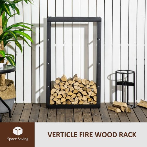 Metal Rust-Resistant Firewood Log Rack Black