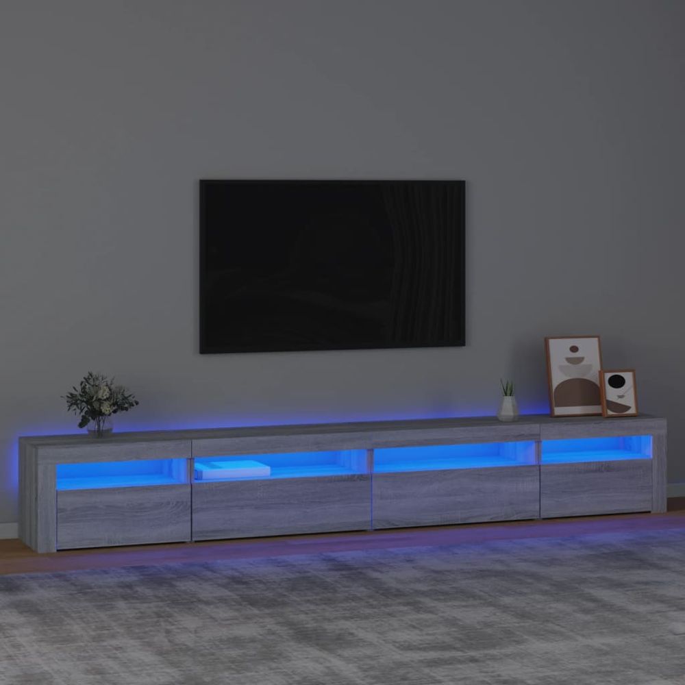 TV Cabinet with LED Lights White 270x35x40 cm