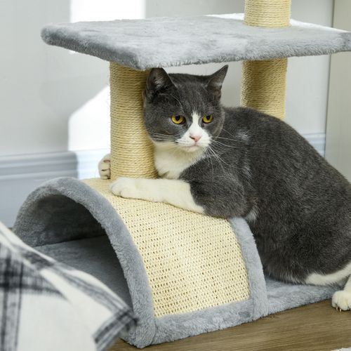 PawHut 72cm Cat Tree Climbing Tower with Sisal Scratching Post - Light Grey