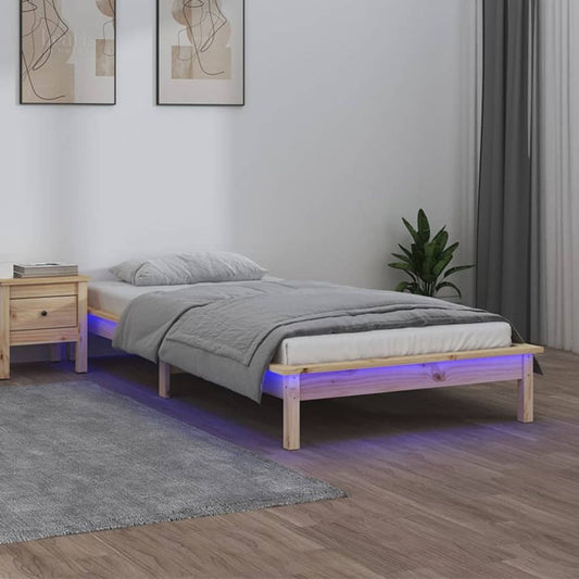 LED Bed Frame 90x200 cm to 140 x 190 cm Solid Wood