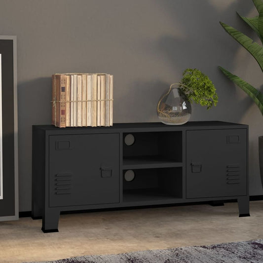 vidaXL Industrial TV Cabinet Black 105x35x42 cm Metal