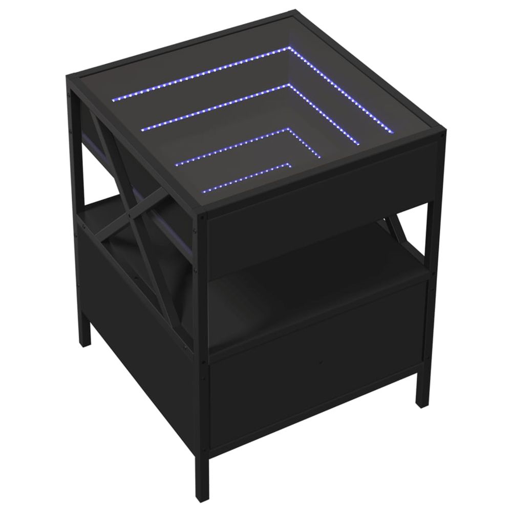 vidaXL Bedside Table with Infinity LED Black 40x40x51 cm