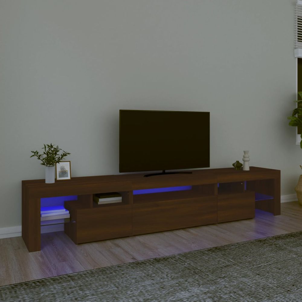 vidaXL TV Cabinet with LED Lights White 230x36.5x40 cm