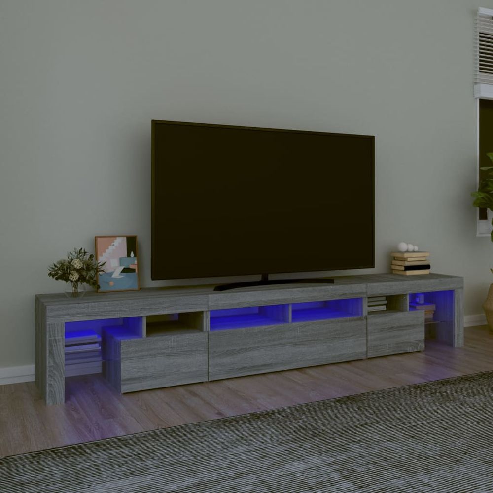 vidaXL TV Cabinet with LED Lights White 230x36.5x40 cm