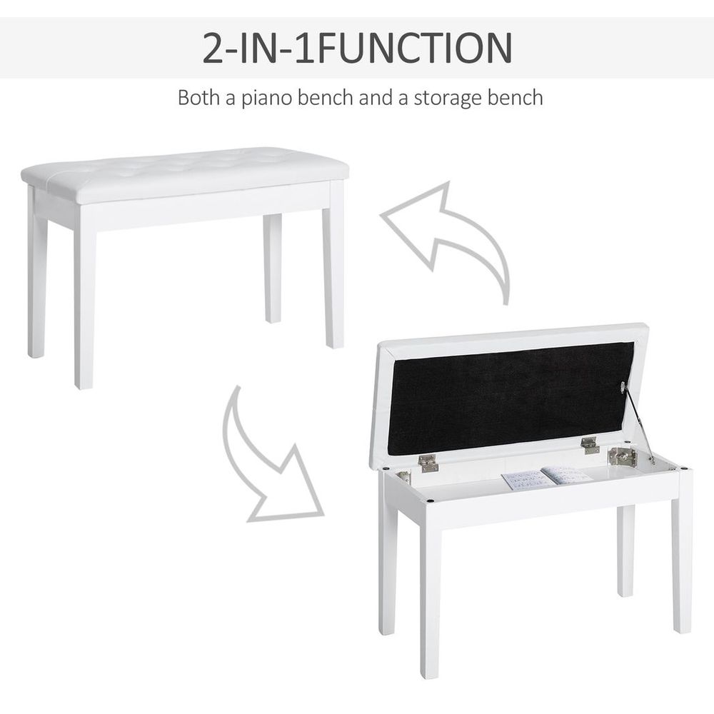 Classic Digital Keyboard Piano Bench Makeup Padded Seat Stool Solid Wood White