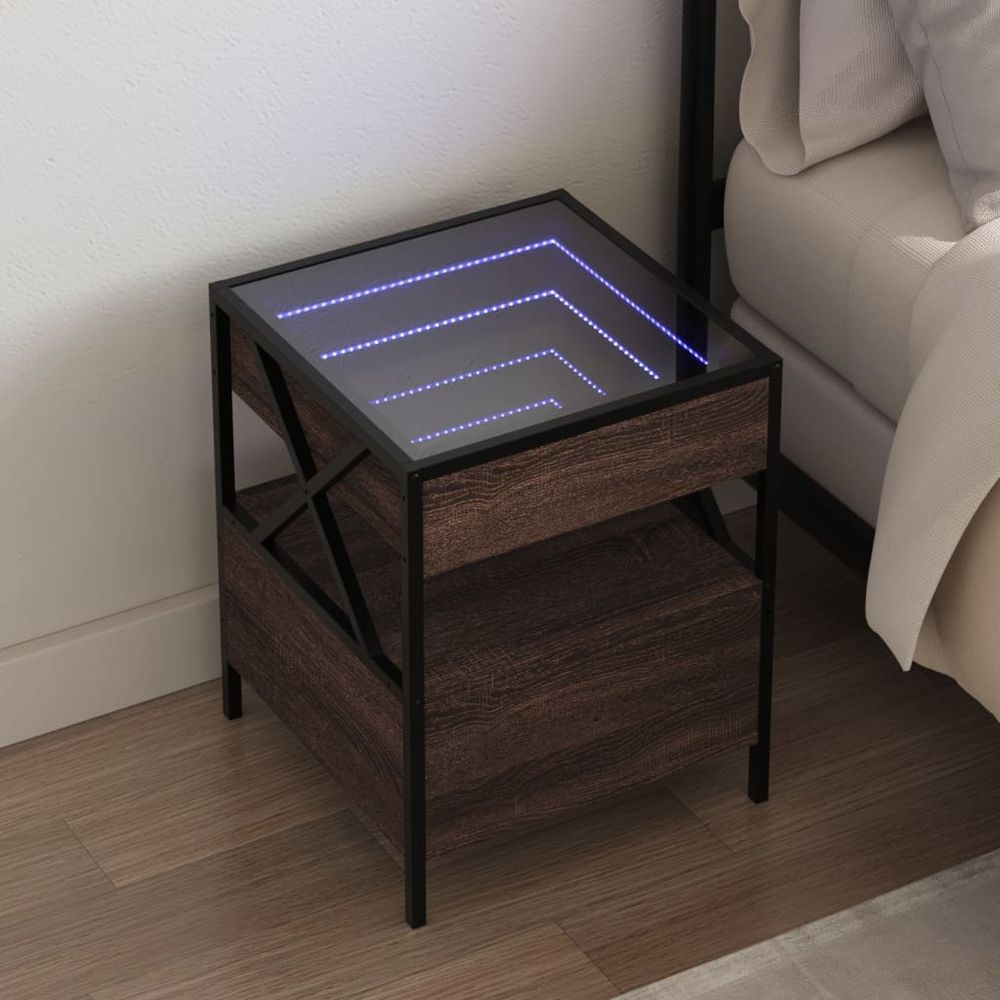 vidaXL Bedside Table with Infinity LED Black 40x40x51 cm