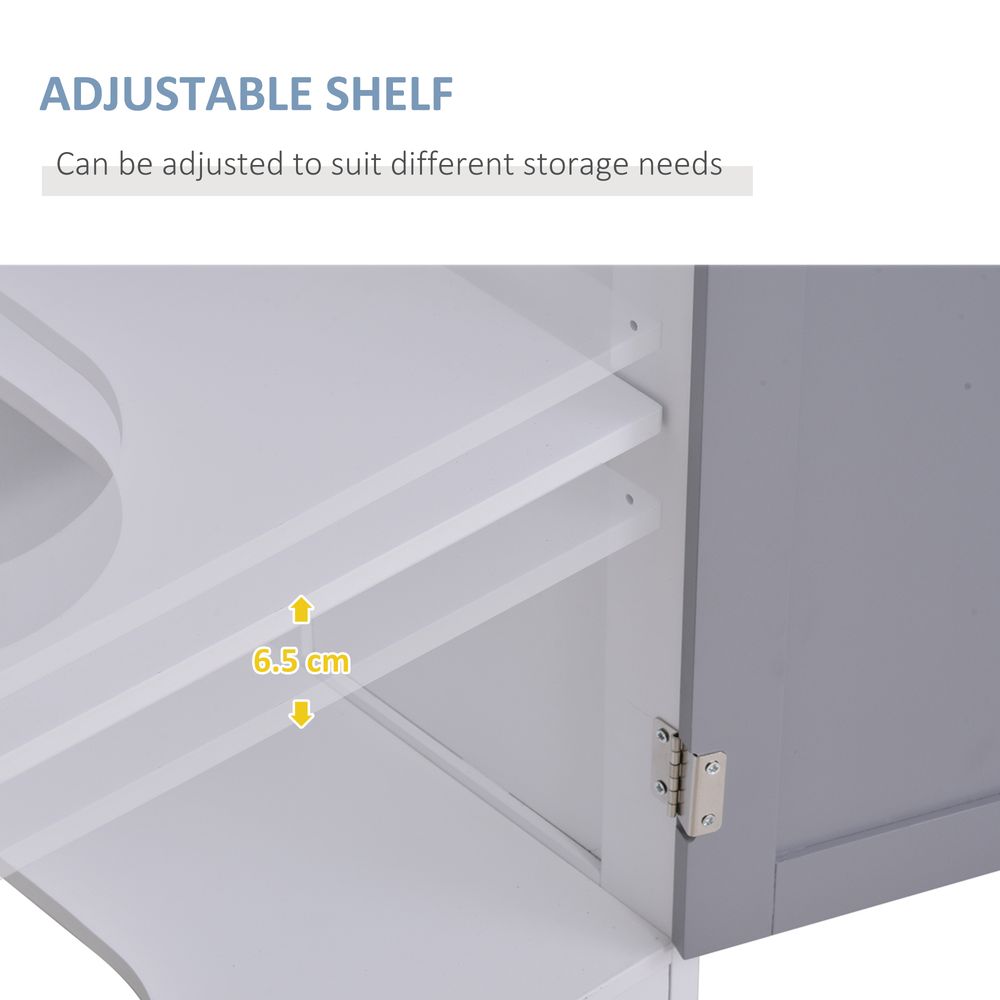 kleankin 60x60cm Under-Sink Storage Cabinet w/ Adjustable Shelf Grey White