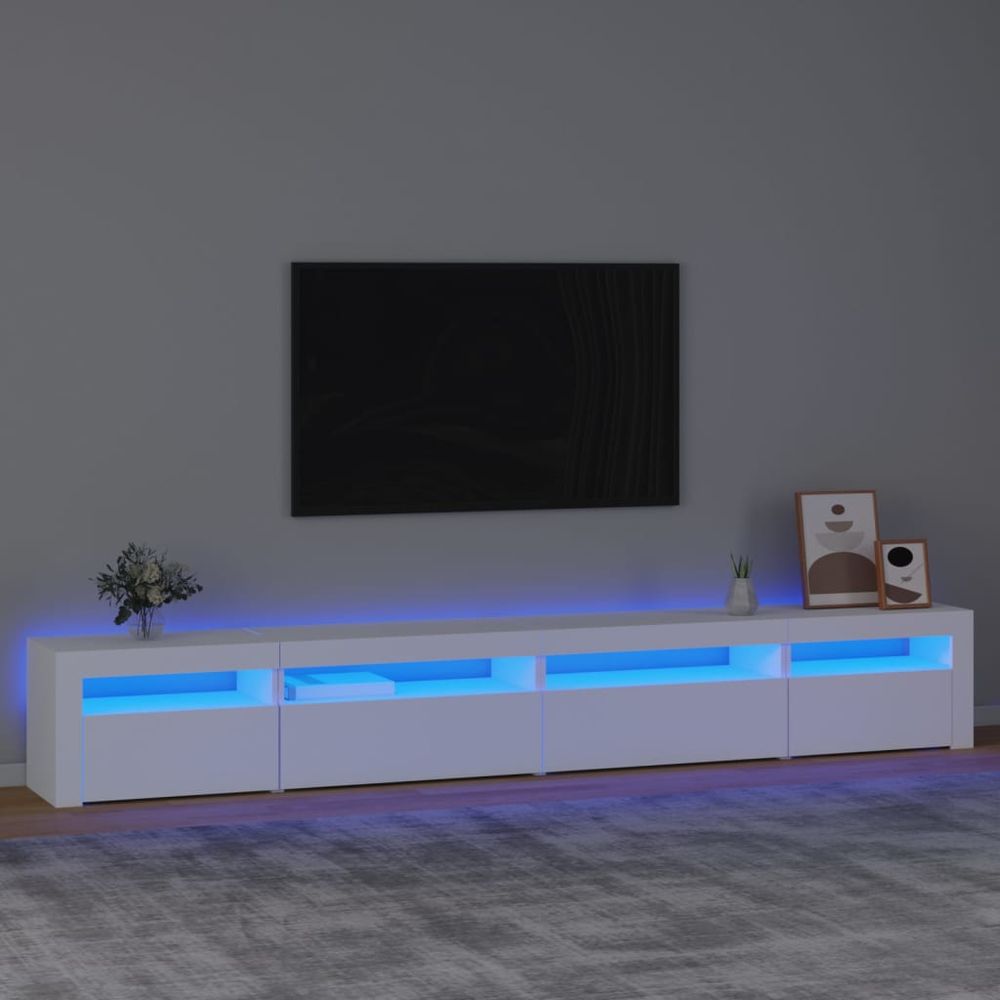 TV Cabinet with LED Lights White 270x35x40 cm