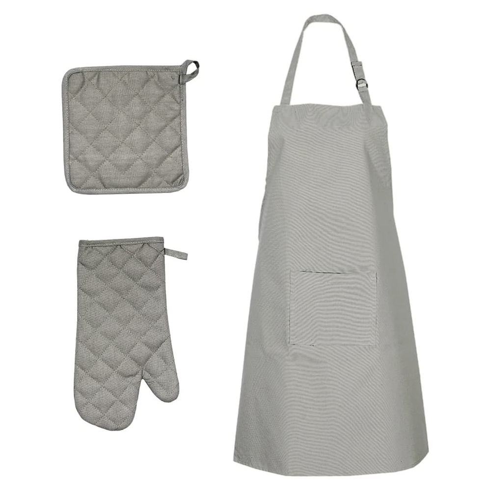 vidaXL 15 Piece Towel Set with Oven Gloves&Pot Holders Grey Cotton