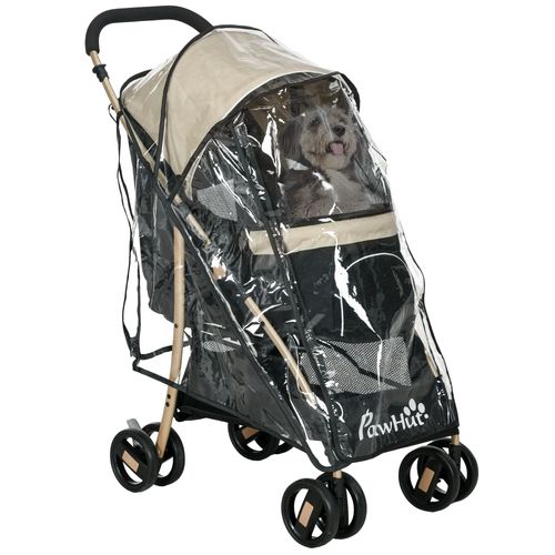 PawHut Pet Stroller for XS and S Dogs with Rain Cover - Khaki