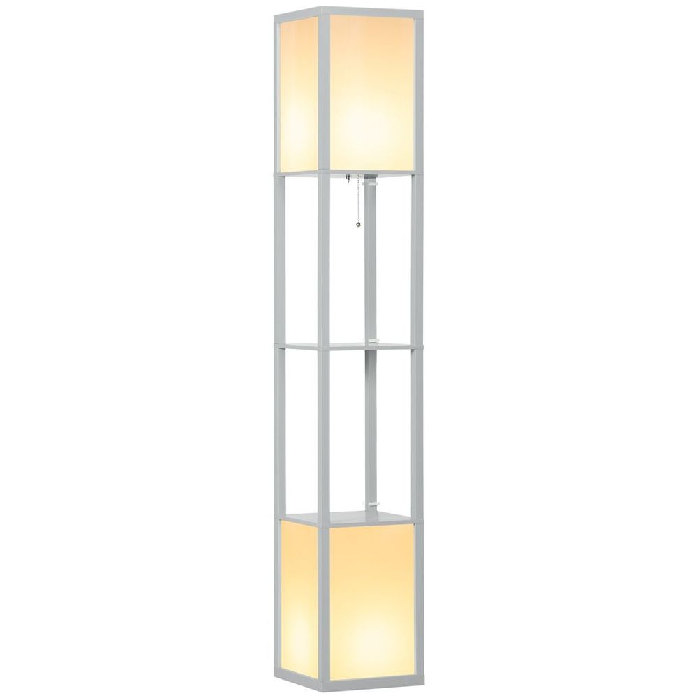 HOMCOM Shelf Floor Lamp with Dual Light, for Living Room, Bedroom, Black