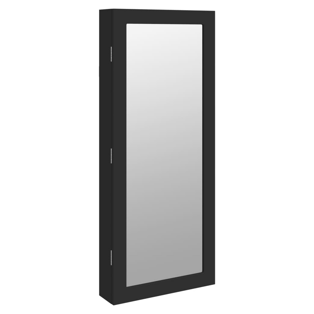 vidaXL Mirror Jewellery Cabinet with LED Lights Wall Mounted Black