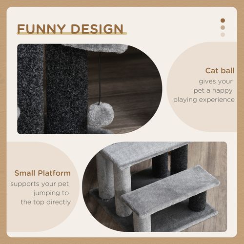 PawHut Pet Stairs with 3-step Stair, Scratching Posts, Platforms, Toy Ball